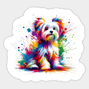 Vibrant Maltese in Colorful Splash Art Style Sticker